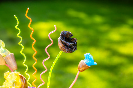 Epoxy vase with wood and epoxy flowers