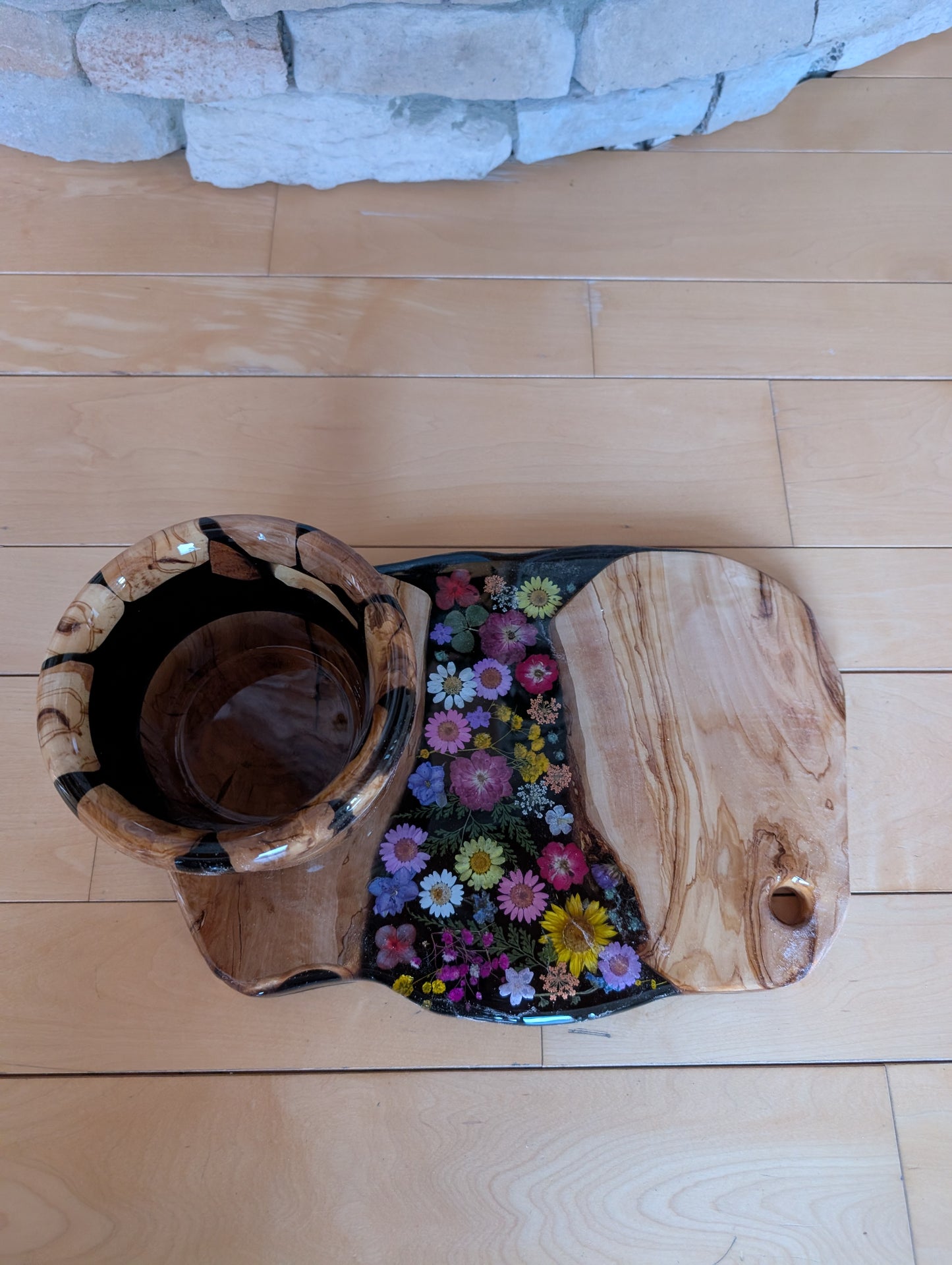 Charcuterie board with the matching bowl.