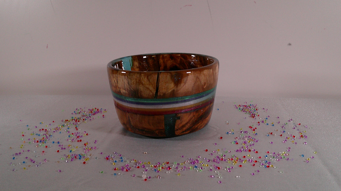 Large bowl made of epoxy and cherry wood