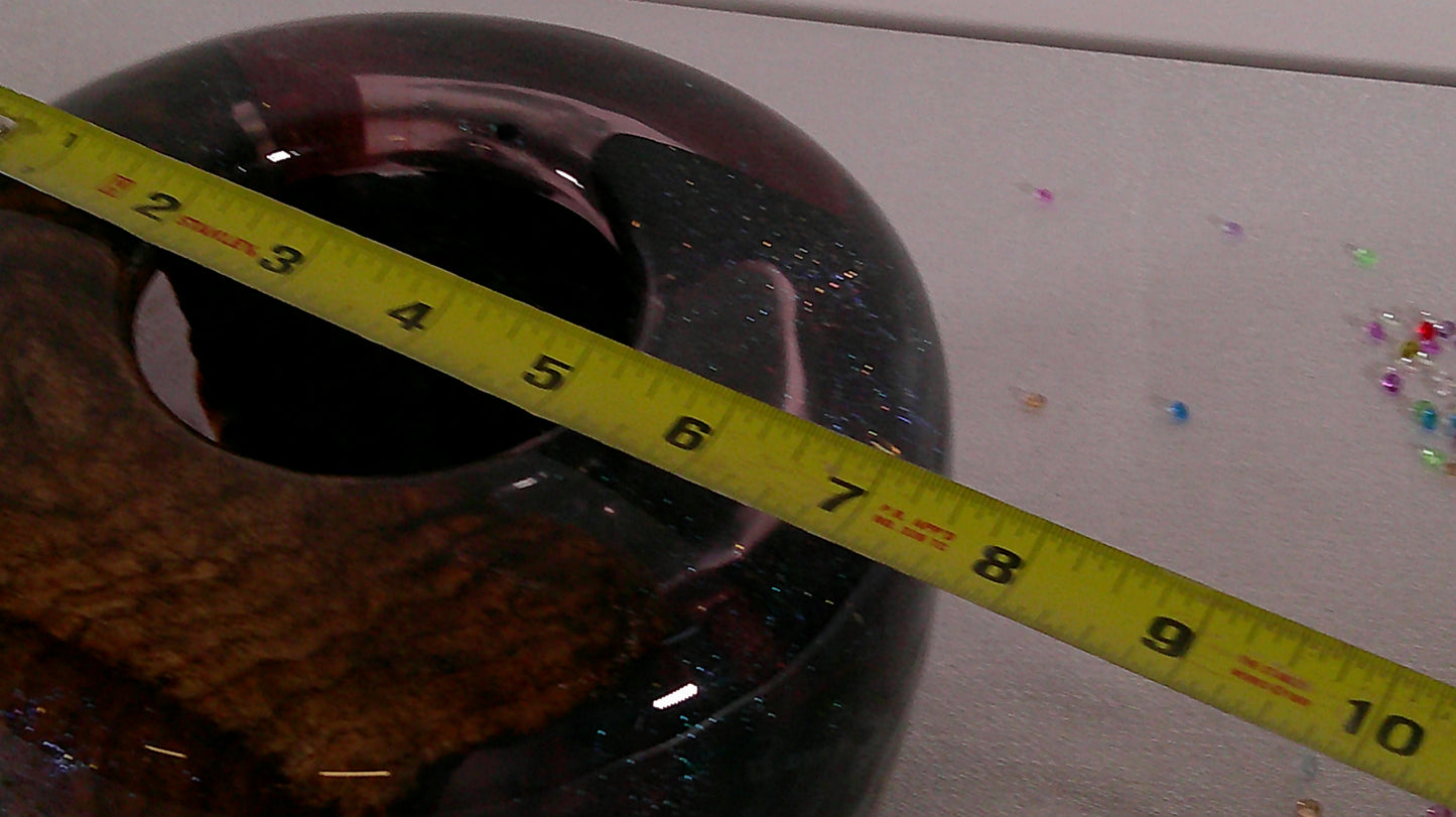 Epoxy with wood vase with real leather preserved inside