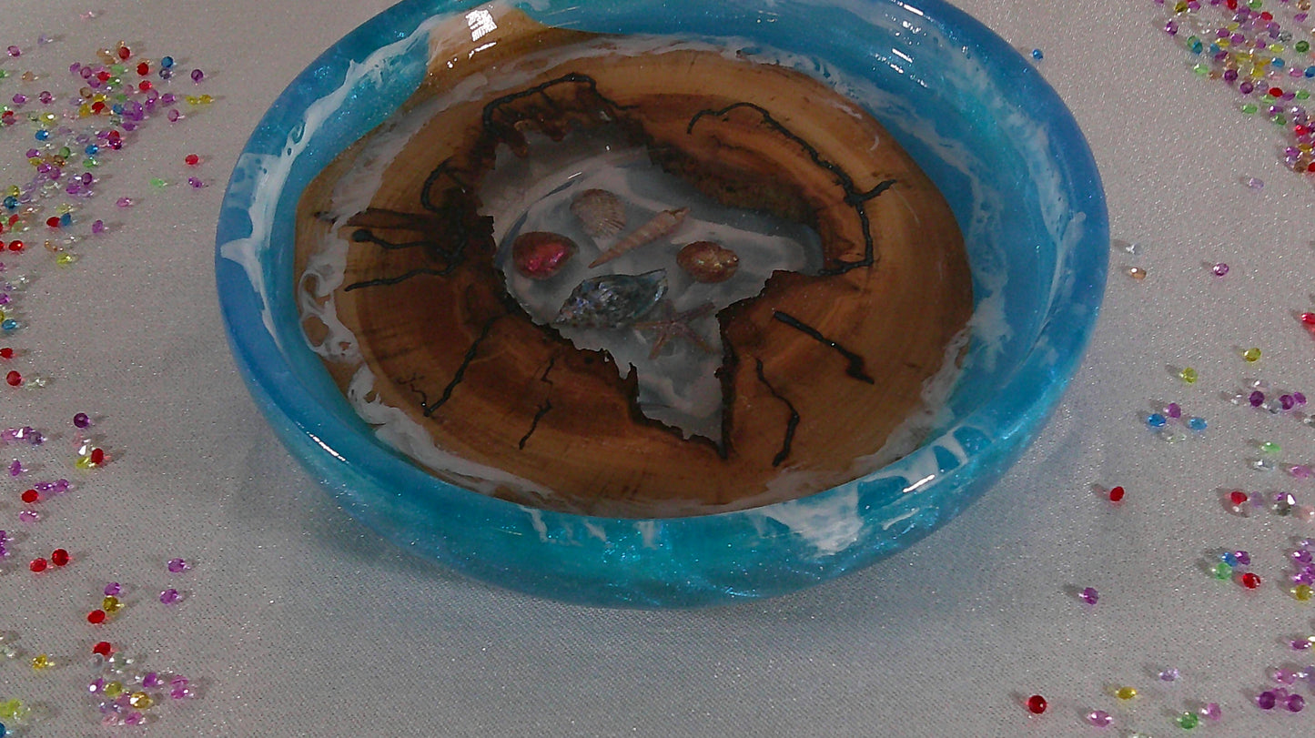 Wood with epoxy plate