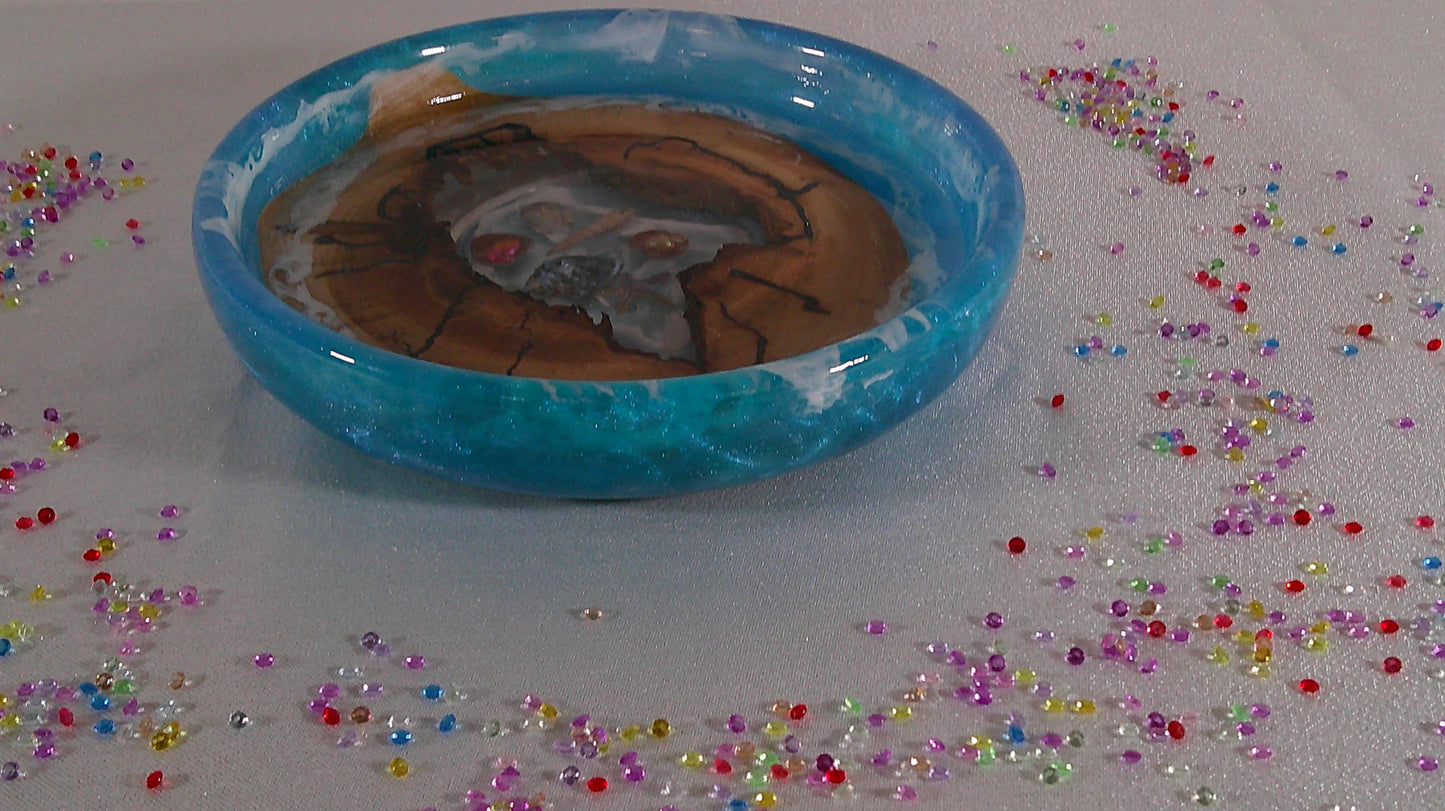 Wood with epoxy plate