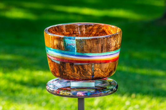 Large bowl made of epoxy and cherry wood