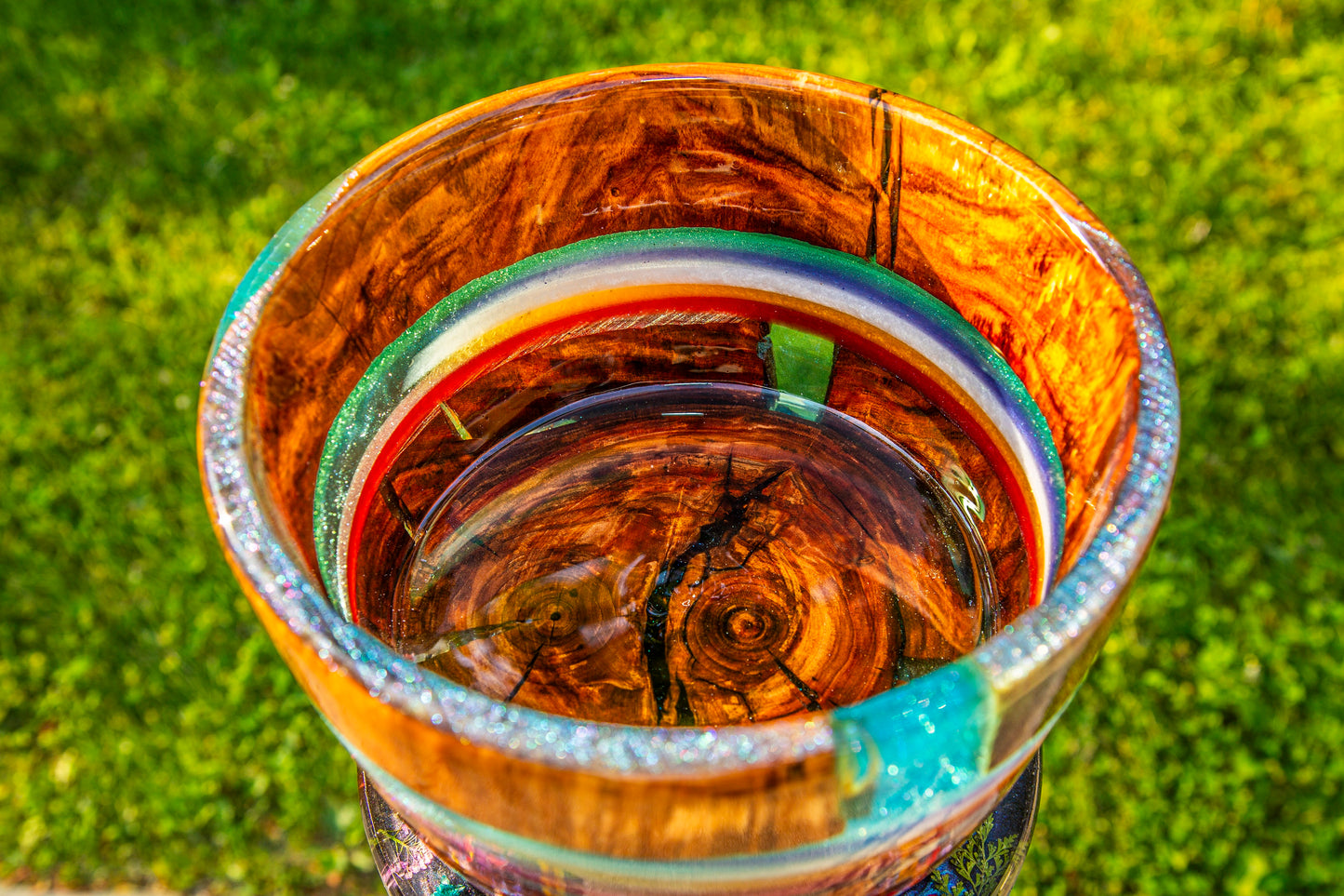 Large bowl made of epoxy and cherry wood