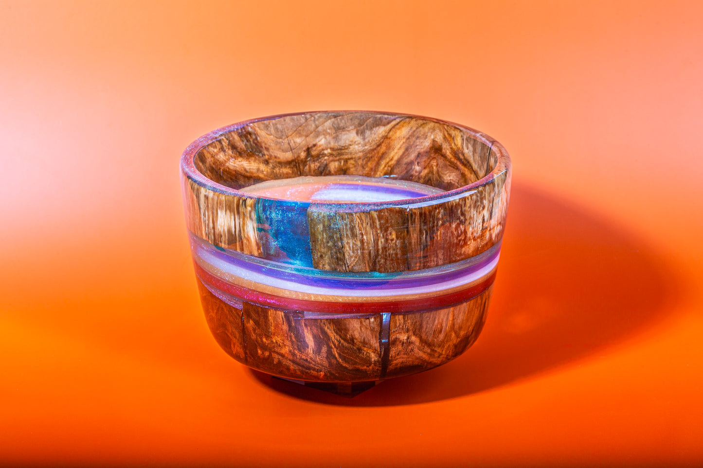Large bowl made of epoxy and cherry wood