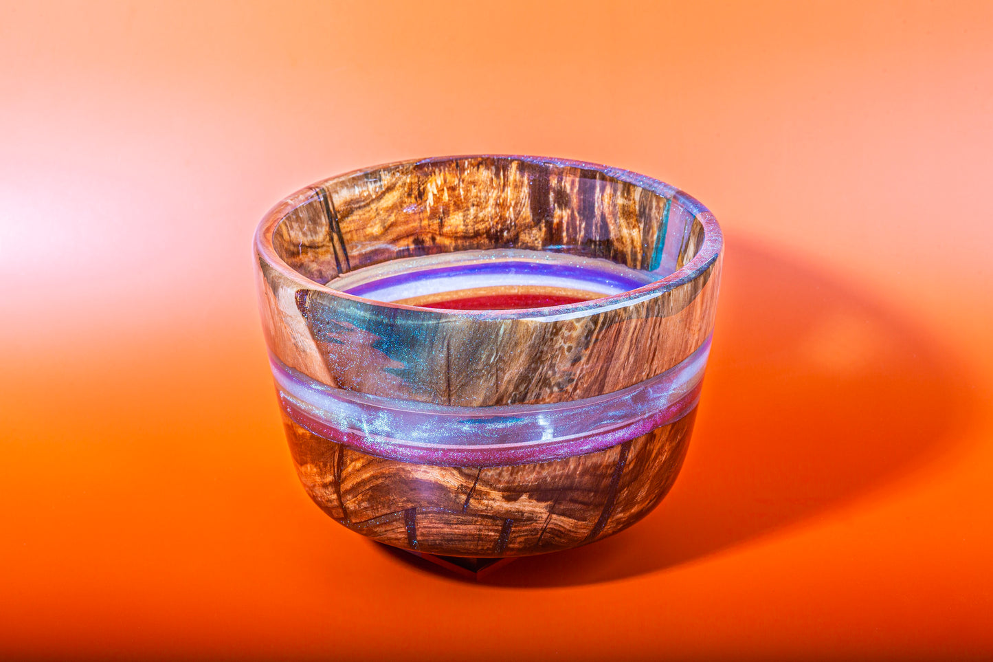 Large bowl made of epoxy and cherry wood