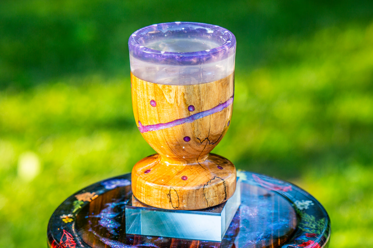 Small goblet /vase made of wood and epoxy