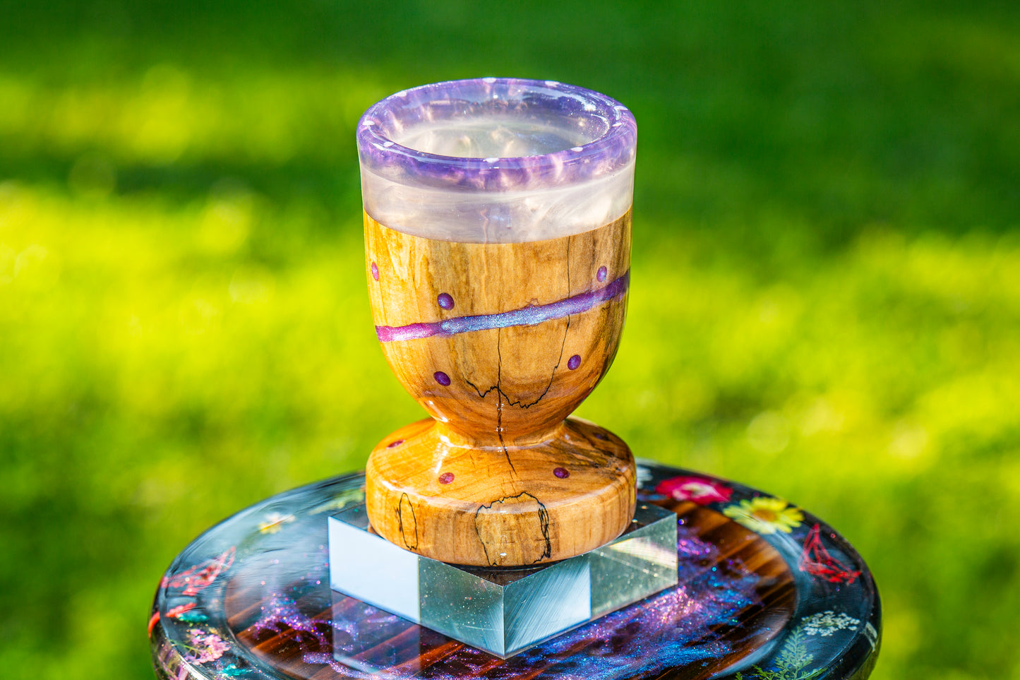 Small goblet /vase made of wood and epoxy