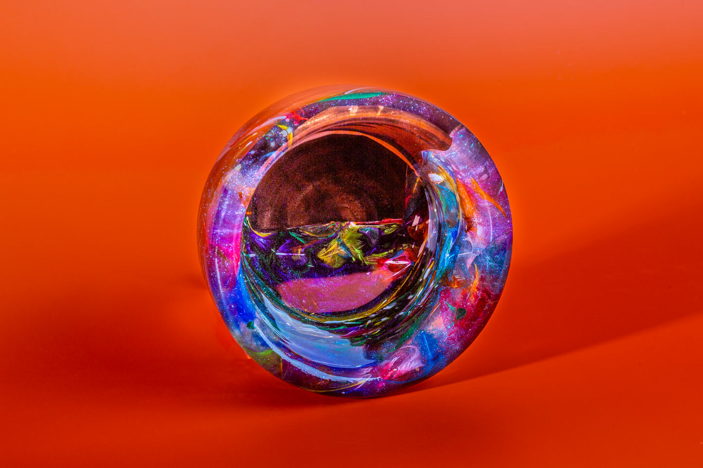 Small epoxy feather bowl