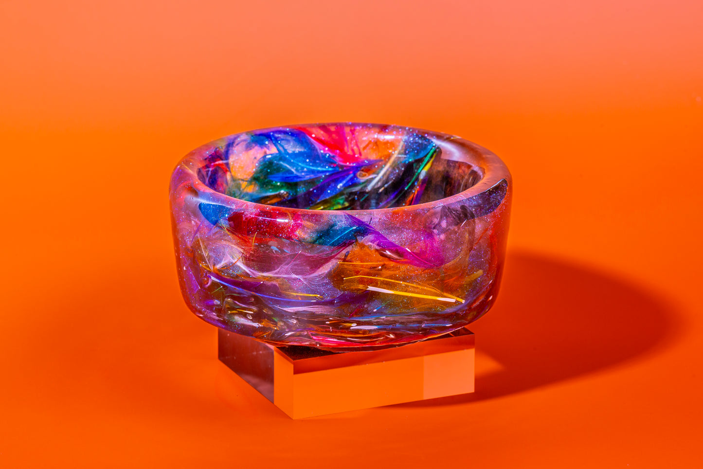 Small epoxy feather bowl