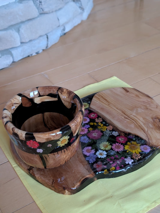 Charcuterie board with the matching bowl.