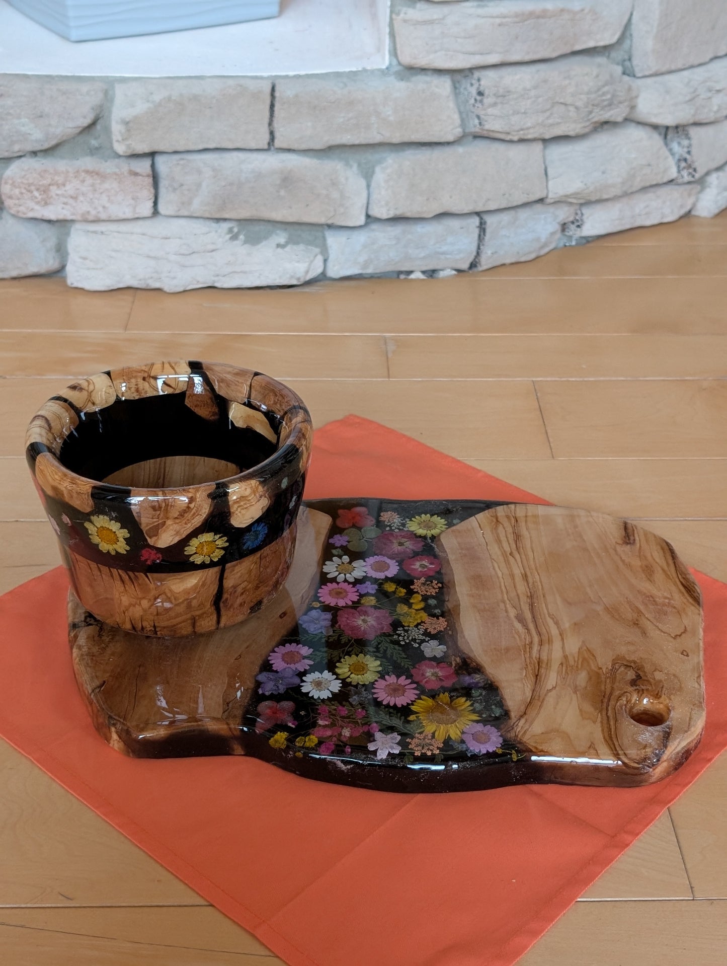 Charcuterie board with the matching bowl.
