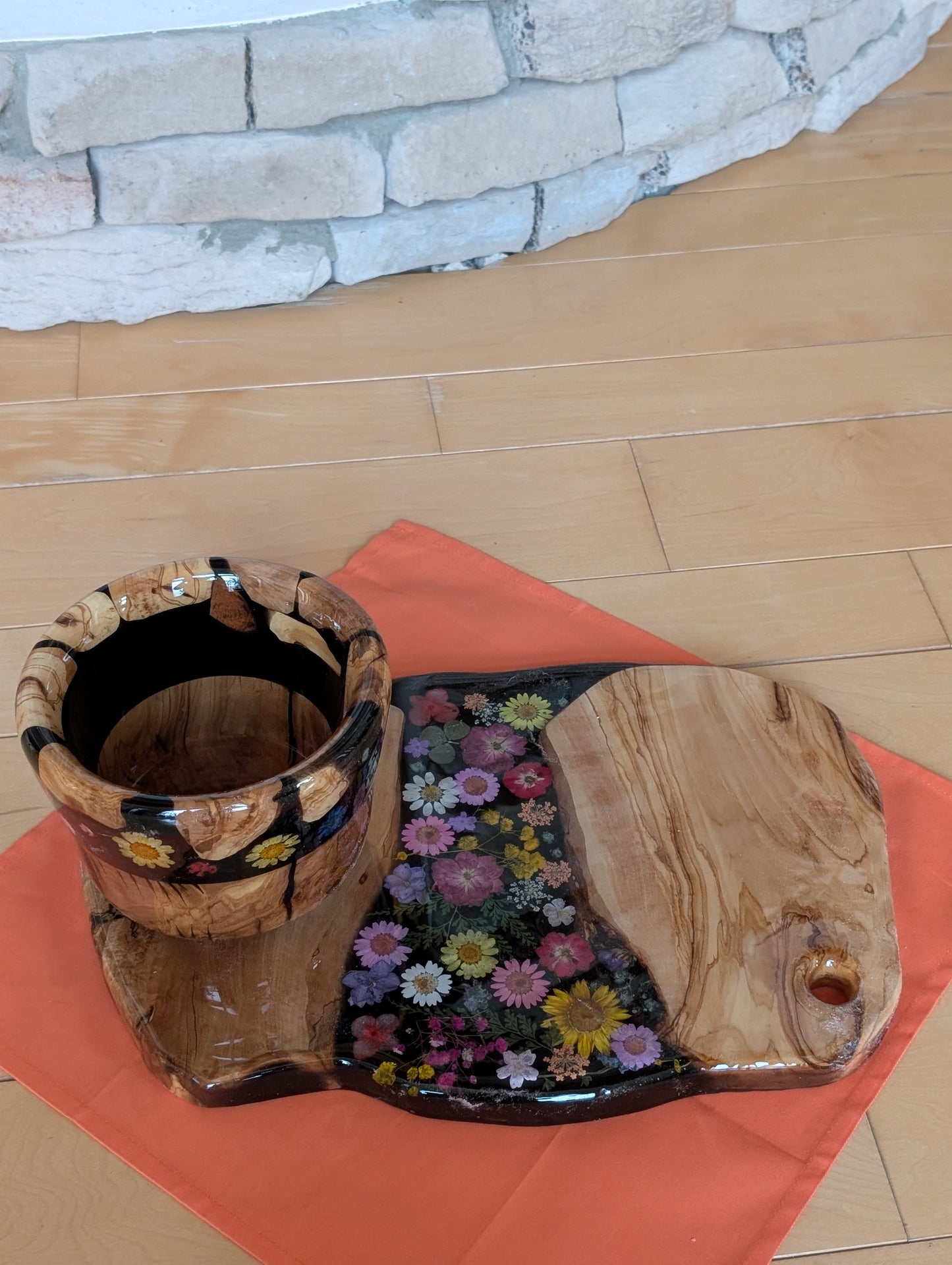 Charcuterie board with the matching bowl.