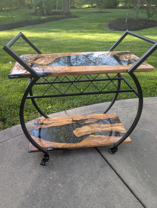 Bar card, olive wood and epoxy